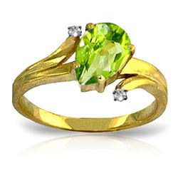 ALARRI 1.51 Carat 14K Solid Gold Not Complicated Peridot Diamond Ring