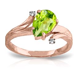 ALARRI 1.51 Carat 14K Solid Rose Gold Lovelight Peridot Diamond Ring