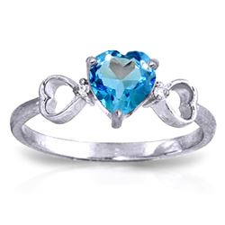 ALARRI 0.96 Carat 14K Solid White Gold Carry You Home Blue Topaz Diamond Ring