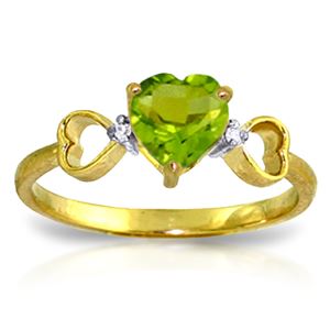 ALARRI 0.96 Carat 14K Solid Gold Not Sugarcoated Peridot Diamond Ring