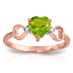 ALARRI 0.96 CTW 14K Solid Rose Gold Tri Heart Peridot Diamond Ring