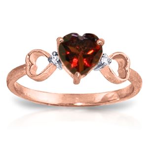 ALARRI 0.96 CTW 14K Solid Rose Gold Tri Heart Garnet Diamond Ring