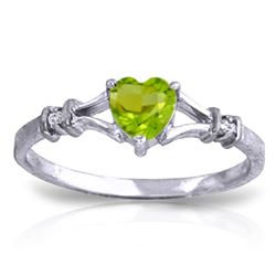 ALARRI 0.47 Carat 14K Solid White Gold Integral Part Peridot Diamond Ring