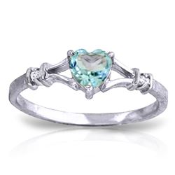 ALARRI 0.47 CTW 14K Solid White Gold Risk And Glory Blue Topaz Diamond Ring