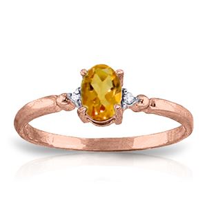 ALARRI 0.46 CTW 14K Solid Rose Gold Young Love Citrine Diamond Ring