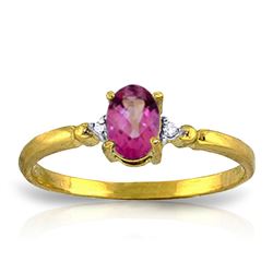 ALARRI 0.46 Carat 14K Solid Gold Ring Natural Diamond Pink Topaz