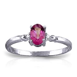 ALARRI 0.46 Carat 14K Solid White Gold Ring Natural Diamond Pink Topaz