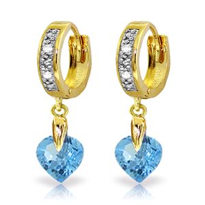 ALARRI 1.77 Carat 14K Solid Gold Monaco Blue Topaz Diamond Earrings