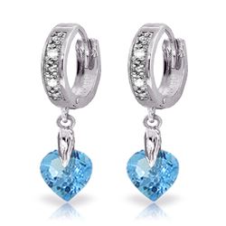 ALARRI 1.77 CTW 14K Solid White Gold Blue Topaz Diamond Earrings