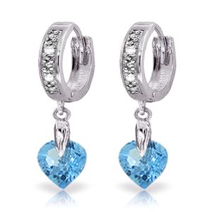 ALARRI 1.77 CTW 14K Solid White Gold Blue Topaz Diamond Earrings