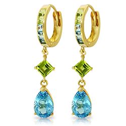 ALARRI 5.37 CTW 14K Solid Gold Huggie Earrings Peridot Blue Topaz