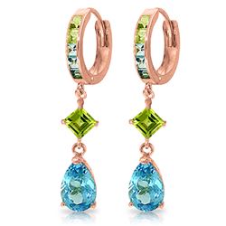 ALARRI 5.37 CTW 14K Solid Rose Gold Huggie Earrings Peridot Blue Topaz