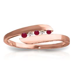 ALARRI 0.25 Carat 14K Solid Rose Gold Ring Channel Set Diamond Ruby