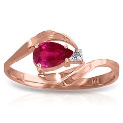 ALARRI 0.51 Carat 14K Solid Rose Gold Waves Ruby Diamond Ring