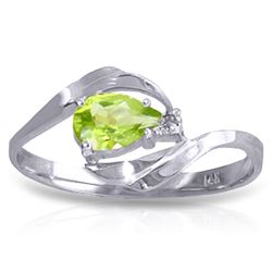 ALARRI 0.41 Carat 14K Solid White Gold Person Dreams Peridot Diamond Ring