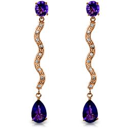 ALARRI 14K Solid Rose Gold Earrings w/ Diamonds & Amethysts