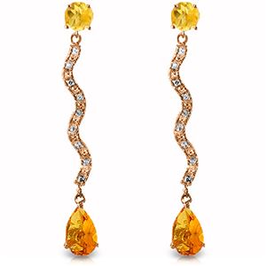 ALARRI 14K Solid Rose Gold Earrings w/ Diamonds & Citrines