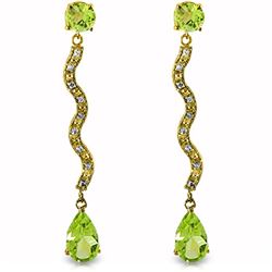 ALARRI 4.35 Carat 14K Solid Gold Earrings Diamond Peridot