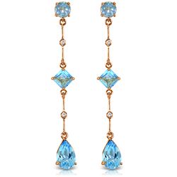 ALARRI 14K Solid Rose Gold Chandelier Earrings w/ Diamond & Blue Topaz