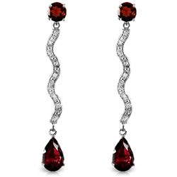 ALARRI 14K Solid White Gold Earrings w/ Natural Diamonds & Garnets