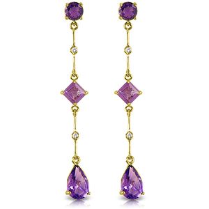 ALARRI 6.06 Carat 14K Solid Gold Chandelier Earrings Diamond Amethyst