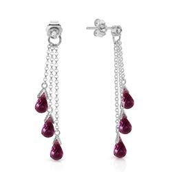 ALARRI 14K Solid White Gold Chandelier Earrings w/ Diamonds & Amethysts