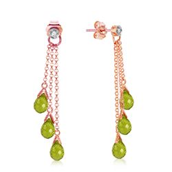 ALARRI 14K Solid Rose Gold Chandelier Earrings w/ Diamonds & Peridots