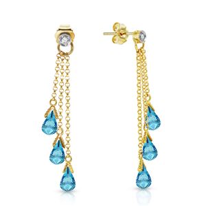 ALARRI 10.53 Carat 14K Solid Gold Chandelier Earrings Diamond Blue Topaz