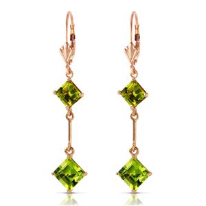 ALARRI 14K Solid Rose Gold Leverback Earrings w/ Peridots