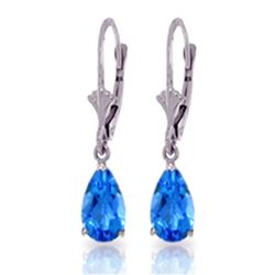 ALARRI 3.77 Carat 14K Solid White Gold Leverback Earrings Blue Topaz