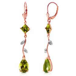 ALARRI 3.97 Carat 14K Solid Rose Gold Chandelier Earrings Diamond Peridot