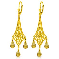 ALARRI 4.2 Carat 14K Solid Gold Chandelier Earrings Briolette Citrine