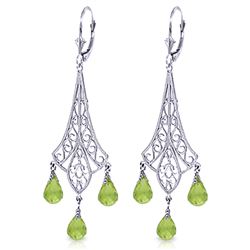 ALARRI 4.5 CTW 14K Solid White Gold Chandelier Earrings Briolette Peridot