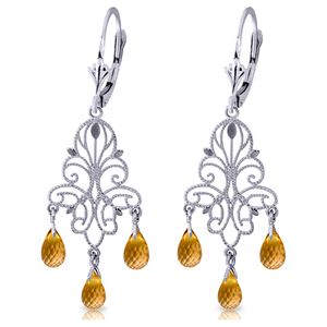 ALARRI 3.75 Carat 14K Solid White Gold Chandelier Earrings Natural Citrine