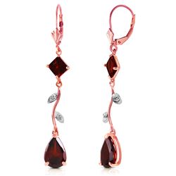 ALARRI 3.97 CTW 14K Solid Rose Gold Chandelier Earrings Diamond Garnet