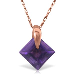 ALARRI 14K Solid Rose Gold Gold Necklace w/ Natural Purple Amethyst