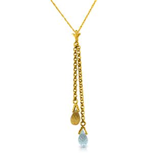 ALARRI 1.4 Carat 14K Solid Gold Necklace Blue Topaz And Citrine