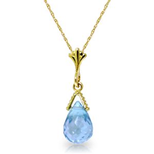 ALARRI 2.5 Carat 14K Solid Gold Necklace Briolette Blue Topaz