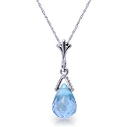 ALARRI 2.5 CTW 14K Solid White Gold Necklace Briolette Blue Topaz