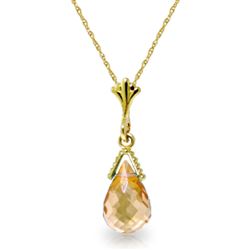 ALARRI 4.5 Carat 14K Solid Gold Necklace Briolette Citrine