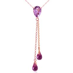 ALARRI 14K Solid Rose Gold Necklace w/ Purple Amethysts