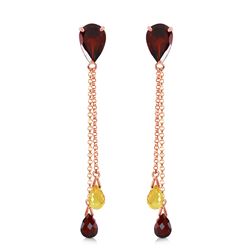 ALARRI 7.5 Carat 14K Solid Rose Gold Chandelier Earrings Garnet Citrine