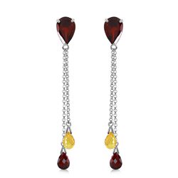 ALARRI 7.5 CTW 14K Solid White Gold Chandelier Earrings Garnet Citrine