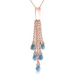 ALARRI 14K Solid Rose Gold Necklace w/ Briolette Blue Topaz