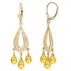 ALARRI 3.75 Carat 14K Solid Gold Chandelier Earrings Natural Citrine