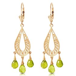 ALARRI 3.75 CTW 14K Solid Gold Chandelier Earrings Natural Peridot