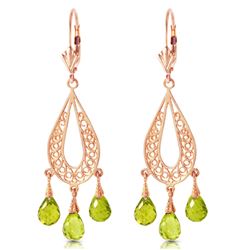 ALARRI 3.75 Carat 14K Solid Rose Gold Chandelier Earrings Natural Peridot