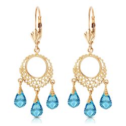 ALARRI 3.75 Carat 14K Solid Gold Chandelier Earrings Blue Topaz