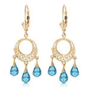 ALARRI 3.75 Carat 14K Solid Gold Chandelier Earrings Blue Topaz