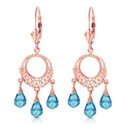 ALARRI 3.75 Carat 14K Solid Rose Gold Chandelier Earrings Blue Topaz